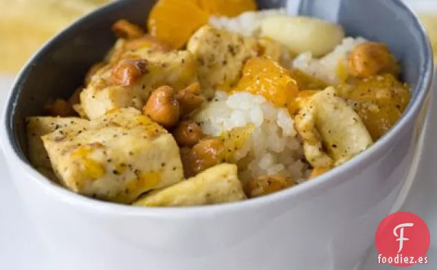 Arroz De Jengibre Y Mandarina Con Tofu De Anacardo