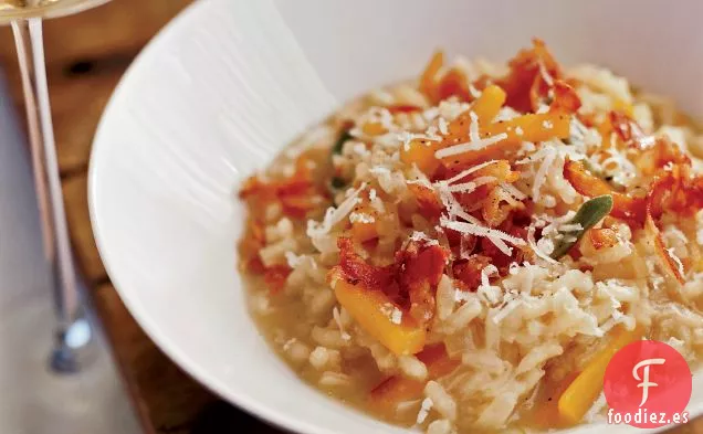 Risotto de Calabaza con Panceta Crujiente