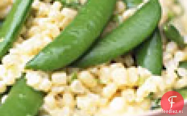 Maíz Cremoso con Guisantes y Cebolletas