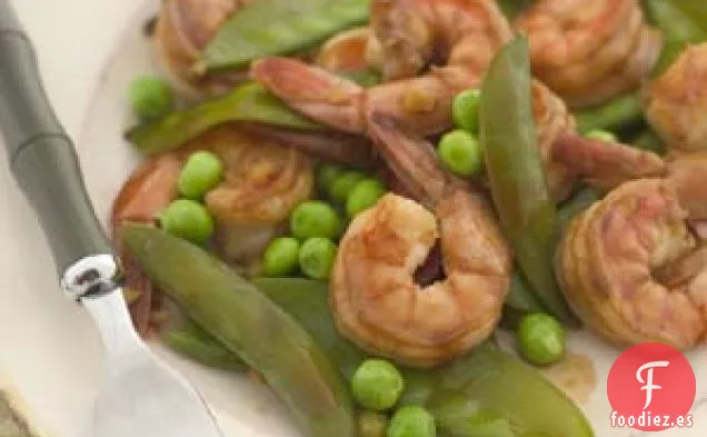 Salteado De Guisantes Y Camarones