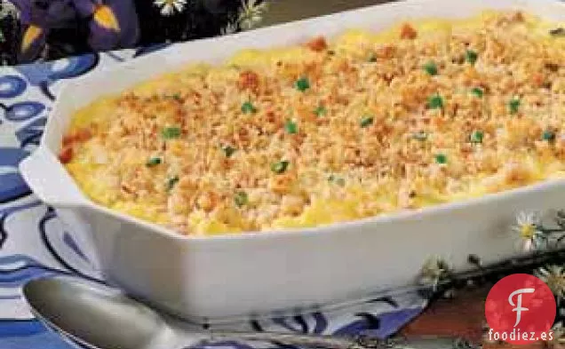 Cazuela de Huevos Revueltos con Salsa de Queso