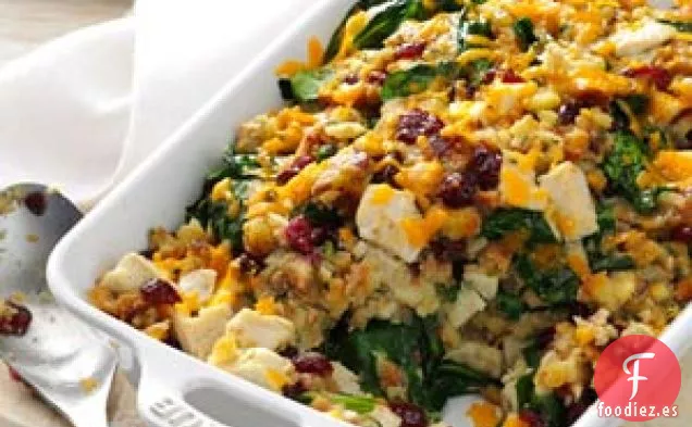 Cazuela de Relleno de Pavo y Espinacas