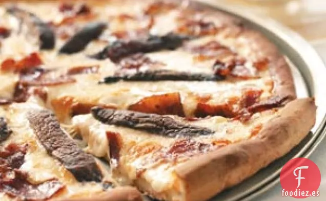 Pizza Alfredo de Tocino y Champiñones