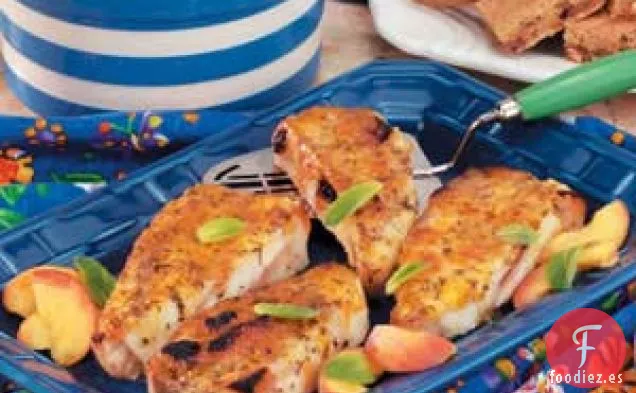 Halibut con Melocotón Y Menta