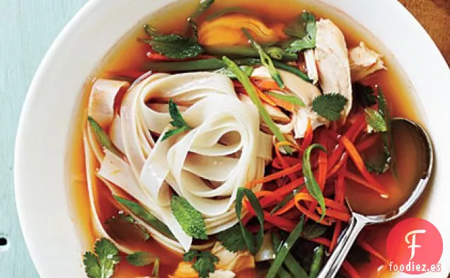 Sopa Asiática Picante de Pollo y Fideos