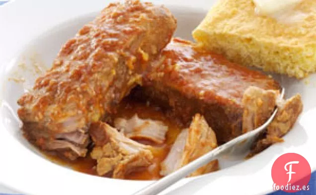 Costillas de Cerdo A la Barbacoa Cocidas A Fuego Lento