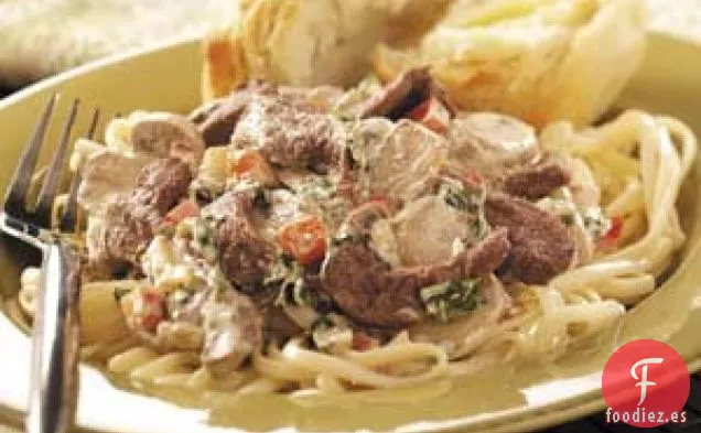 Filete de champiñones y Linguini