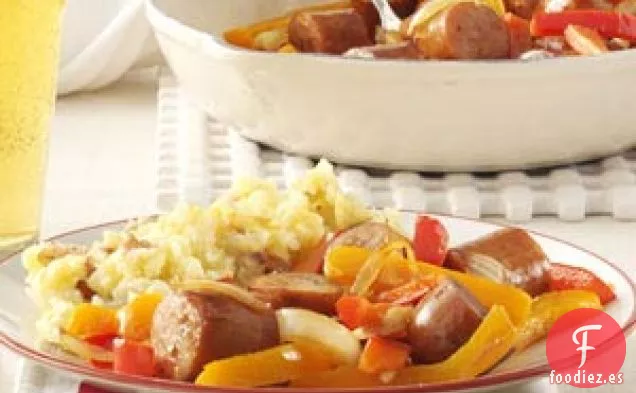 Salchichas de Pollo con Pimientos