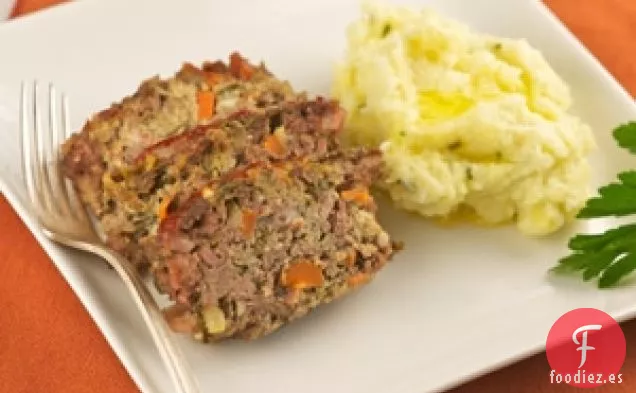 Pastel De Carne De Pavo Magro Con Pan Rallado De Trigo Integral Y Puré De Po