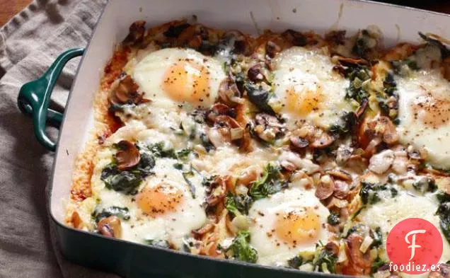 Huevos al Horno con Champiñones Y Espinacas
