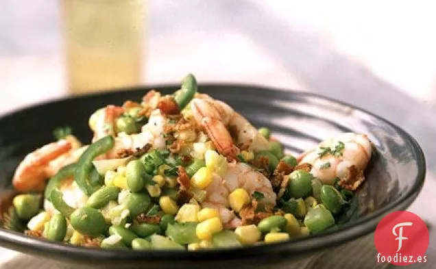 Succotash de Edamame con Camarones