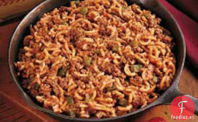 Carne de Res y Macarrones a la Sartén