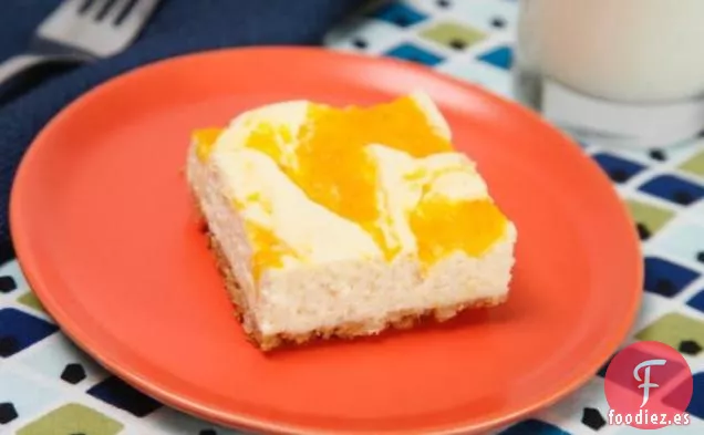 Barras de Tarta de Queso con Crema y Duraznos