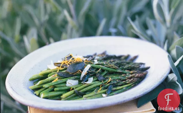 Espárragos Asados con Salvia y Mantequilla de Limón