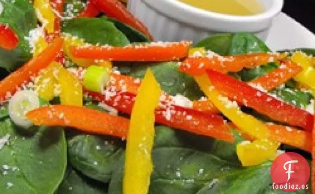 Ensalada de Espinacas y Pimiento Rojo Súper Fácil