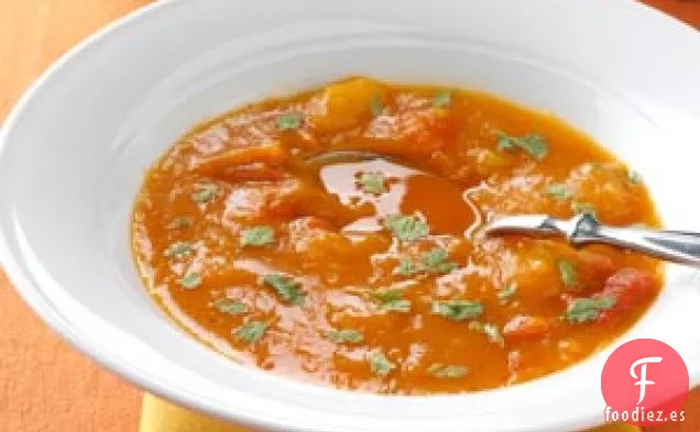 Sopa de Calabaza Moscada y Pimientos Asados