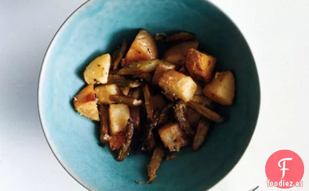 Patatas Asadas y Espárragos con Parmesano