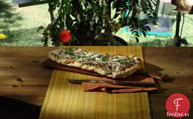 Pizza de Pesto de Albahaca y Pimiento Rojo