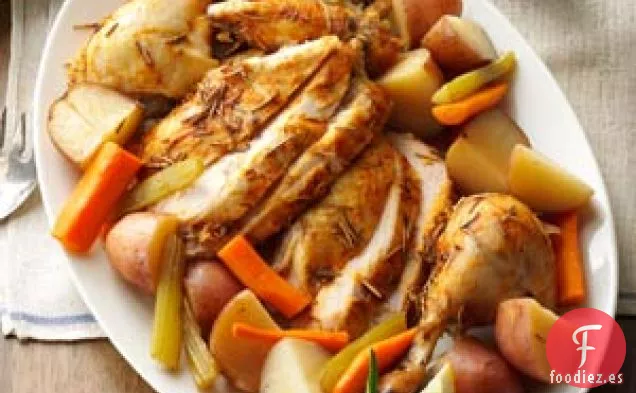 Pollo Asado a Fuego Lento con Verduras