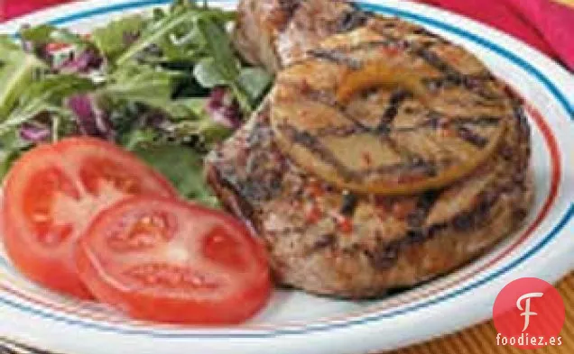 Chuletas de Cerdo con Piña a la Parrilla