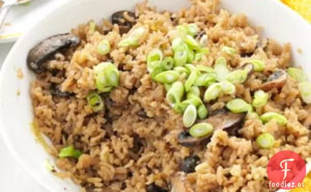 Pilaf de Arroz con Champiñones en Olla de Cocción Lenta