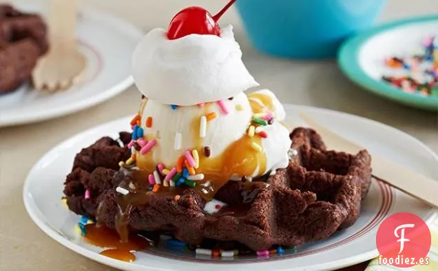 Helado de Brownie con Gofres