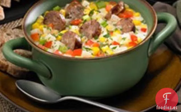 Sopa de Maíz y Patata con Salchicha Italiana Suave