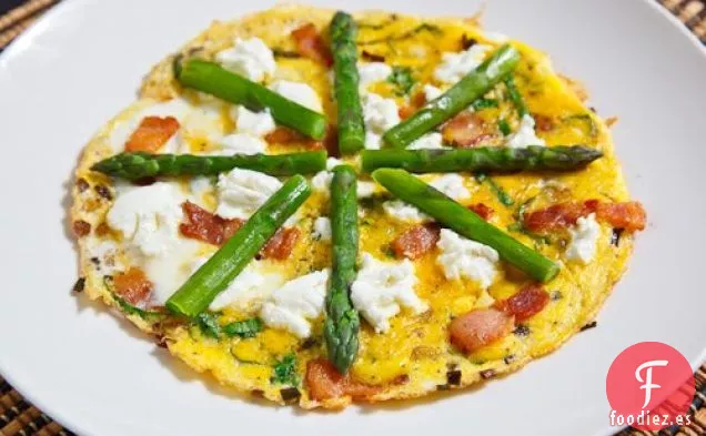 Tortilla de Rampa y Tocino con Espárragos y Queso de Cabra