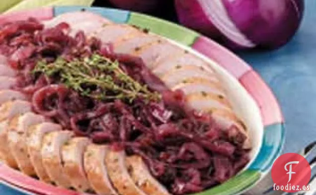 Solomillo de Cerdo con Cebolla Morada Glaseada