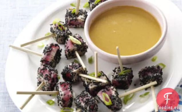 Bocados Asiáticos de Atún con Salsa Dijon