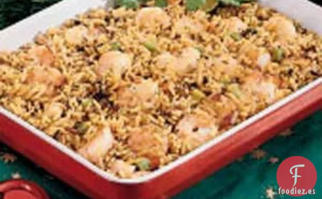 Salteado de Camarones con Arroz Salvaje