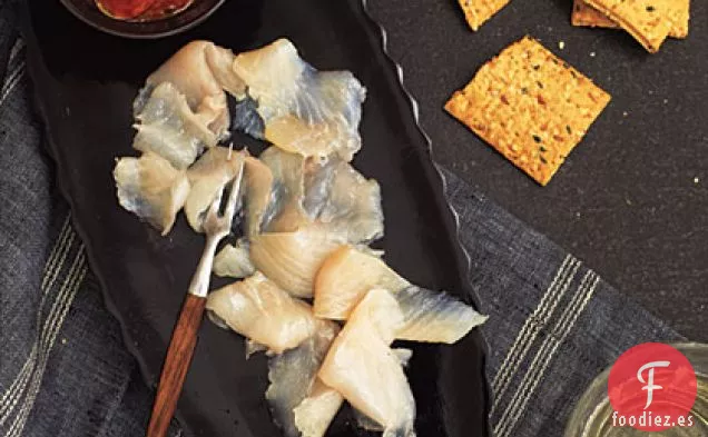 Gravlax de Caballa con Puré de Pimiento Rojo Asado