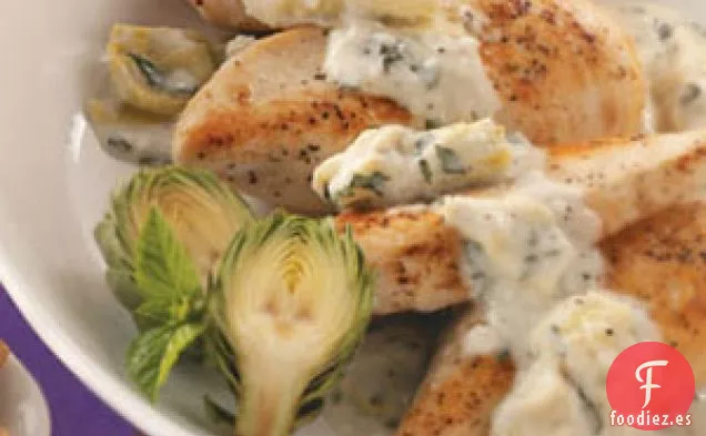 Pollo con Salsa de Alcachofas y Albahaca
