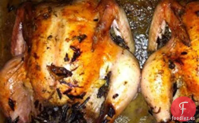 Gallina de Caza Rellena de Arroz Salvaje y Setas