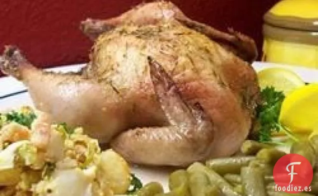 Gallinas de Cornualles Asadas con Puerro Limón