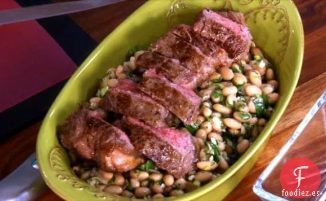 Ensalada Tibia de Frijoles Blancos y Bistec