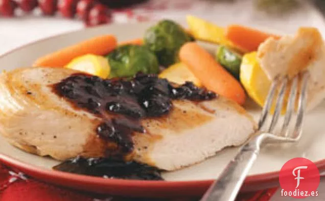 Pollo con Salsa Balsámica de Arándanos Rojos