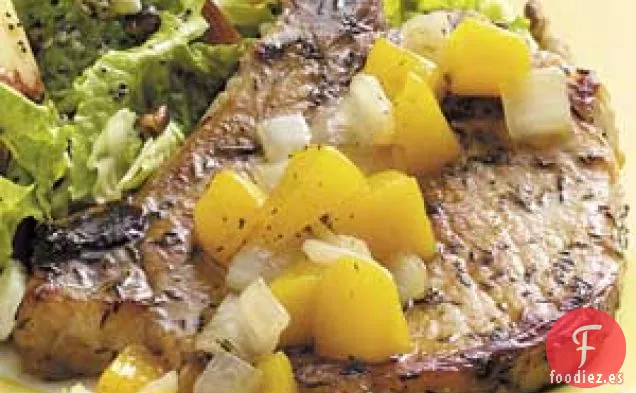 Chuletas de Cerdo Con Melocotón