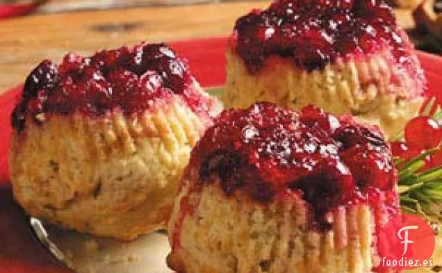 Muffins Invertidos de Arándanos Rojos