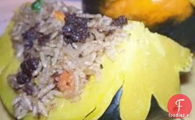 Calabaza Bellota Rellena de Venado y Arroz Salvaje