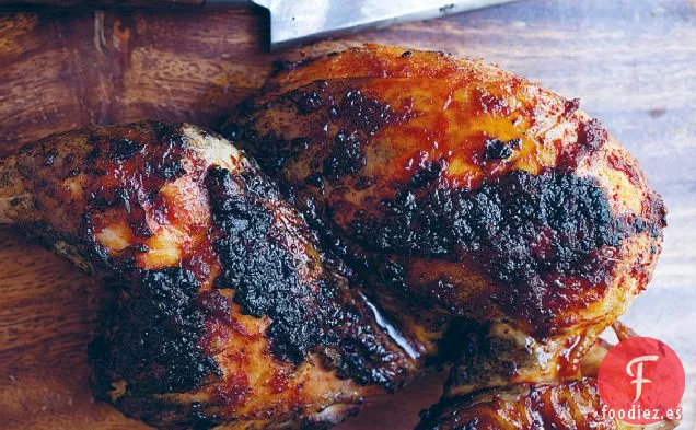 Receta de Medio pollo con jengibre y ajo
