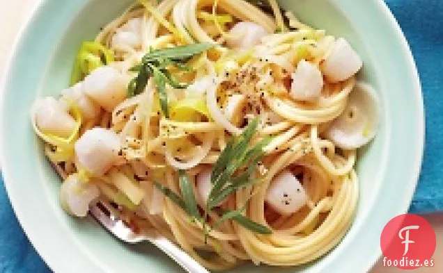 Espaguetis Con Vieiras, Puerros Y Estragón