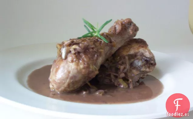 Pollo Estofado Con Vino Tinto Y Puerros
