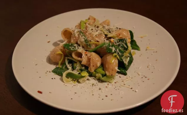 Pasta Cremosa de Puerros y Espinacas