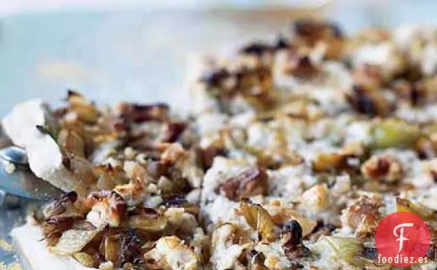 Pizza de Puerros, Ricotta y Nueces