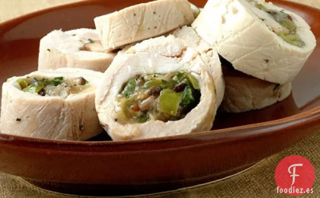 Pollo Relleno de Puerros, Shiitakes y Mozzarella