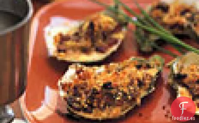 Ostras al horno con Tocino y Puerros
