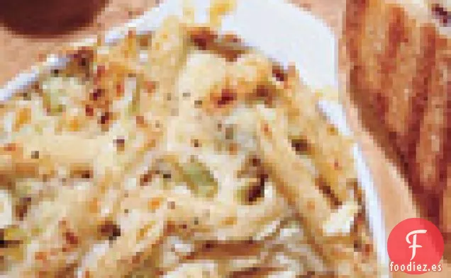 Penne al horno con Queso Cheddar de Granja y Puerros