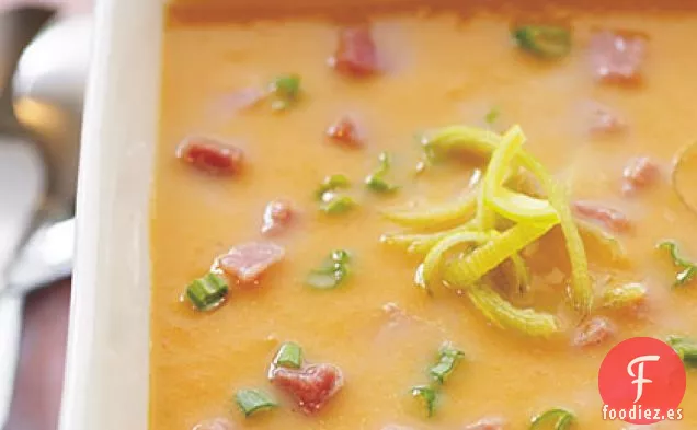 Sopa de Camote, Puerro y Jamón