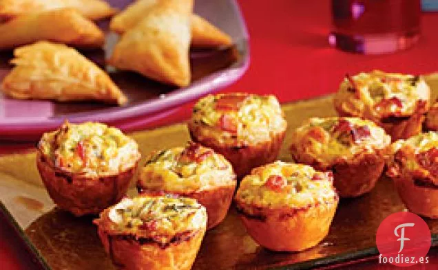 Mini Quiches de Tocino, Puerro y Queso Cheddar